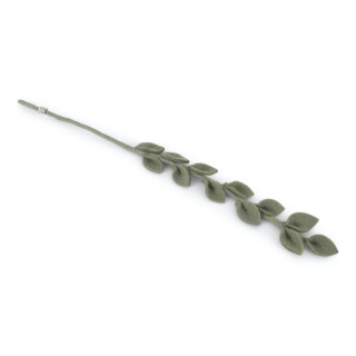 Branche en laine avec feuilles coloris vert grisé doux (eucalyptus)