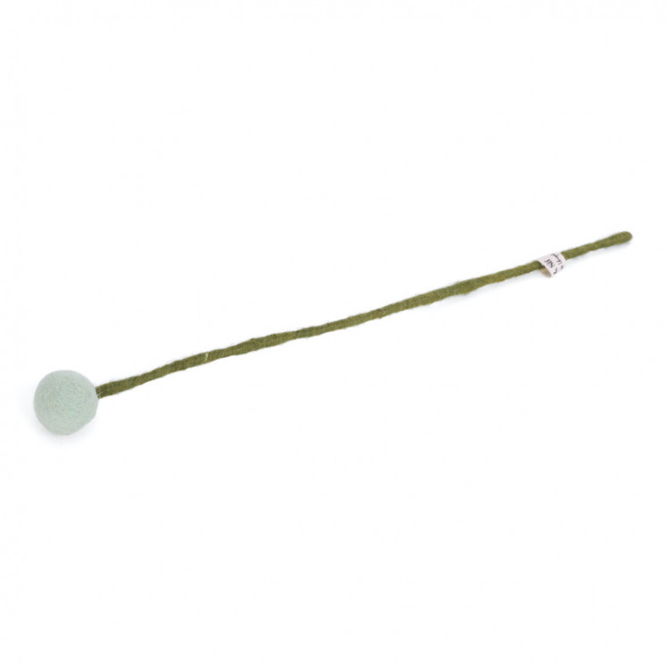 Fleur boule en laine 2cm coloris vert clair
