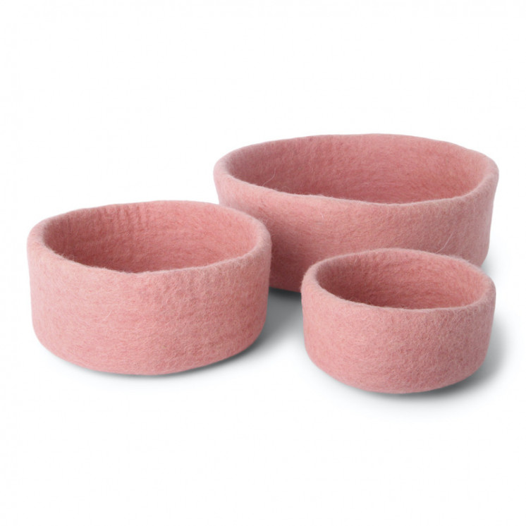 Panier en laine Rose clair - Moyen