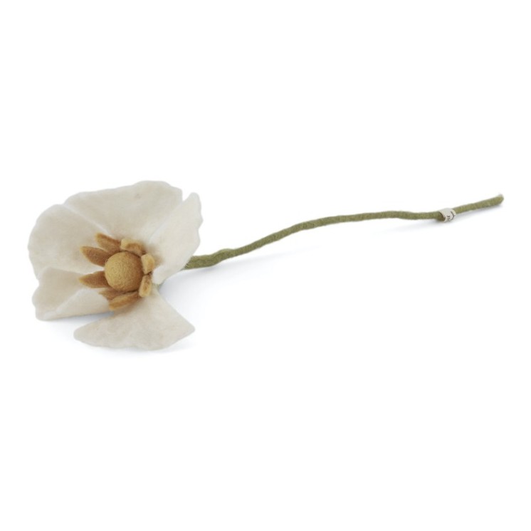 Grande fleur de coquelicot en laine couleur Blanche Gry & Sif