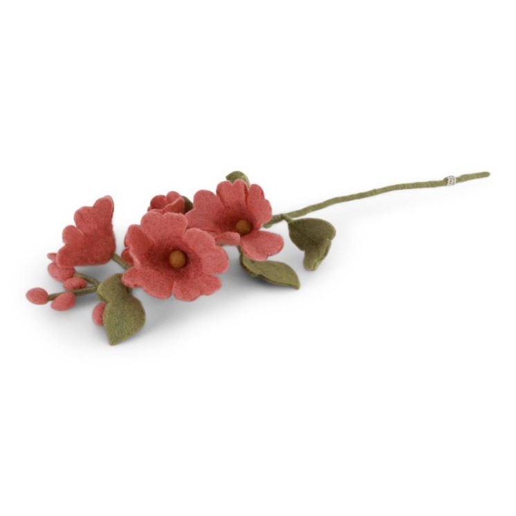 Rose trémière en laine, coloris rose Gry & Sif