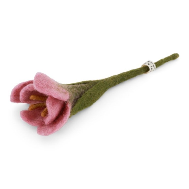 Petit crocus en laine, coloris rose, Gry & Sif