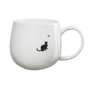 Mug chat et empreintes en porcelaine blanc